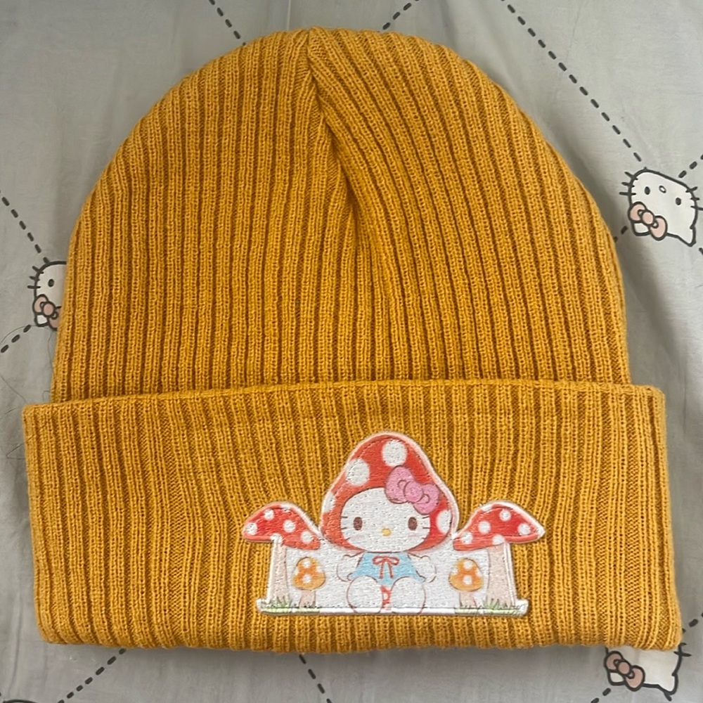 Sanrio Hello Kitty Mushroom CottageCore Knitted Beanie